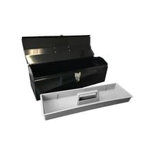 Image of Toolbox Steel Barn Style Top 19" x 6" x 6.5" Black Finish C/W Plastic Tray Metal