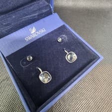 Image of Swarovski Earrings With Crystals Two Pairs Set.