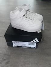 Image of Brand New All White Adidas Hoops 4.0 Mids Infant Size 4