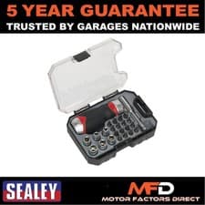 Image of Sealey Premier Fine Tooth Stubby Ratchet Screwdriver Socket & Bit Set 24pc