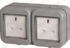 Image of BG Weatherproof IP55 13Amp Unswitched 2 Gang Outdoor Socket with Cover##✅