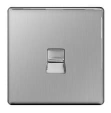Image of BG FBSBTM1 Screwless Flatplate Telephone Socket Master 1 Gang (Brushed Steel)