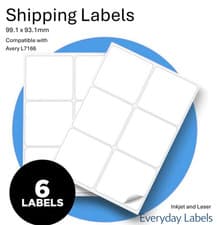 Image of A4 Shipping Labels 99.1 x 93.1mm 6 Per Sheet 100 Sheets Inkjet Laser L7166