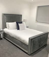 Image of 4FT6 DOUBLE 5FT KING SIZE GREY PLUSH VELVET UPHOLSTERED BED FRAME STORAGE