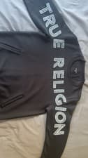 Image of True Religion Men's Long Sleeve Crew Neck Sweatshirt Size Medium Silver Black