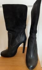 Image of Allsaints ‘Hero’ black/rustic jet leather boot size 7 EU 40