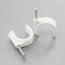 Image of Round Black - White Cable clip Wire Clips 4mm - 9mm- Packs of 100 tac