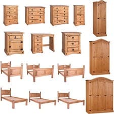 Image of Corona Chest of Drawers Wardrobe Bed Mexican Solid Waxed Pine Bedroom Furniture