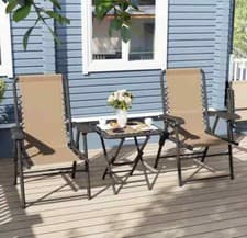 Image of Garden Bistro Set Outdoor Patio Furniture Folding 2 Seater Chairs Camping Table