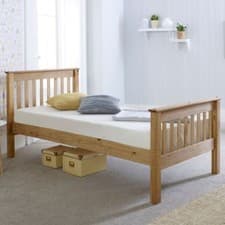Image of 3ft Single Wooden Pine Somerset Bed Waxed - Mattress Option