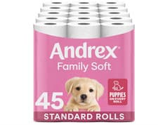 Image of Andrex Family Soft Toilet Roll 45 Pack 2Ply Bulk Buy Fragrance Free Toilet Paper