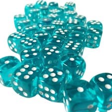 Image of Chessex - Translucent 12mm D6 Dice Block - Teal with White