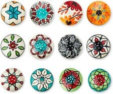 Image of KnobKnob Ceramic Door Knobs Cupboard Cabinet Pull Handle Colourful (Set of 12)