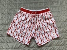 Image of Hugo Boss Men's Designer White & Red Swim Shorts Size Medium Beachwear Brand New