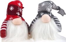 Image of Christmas Gonk Ornaments Decorations - Light Up LED 25cm - Red & Grey - Set of 2