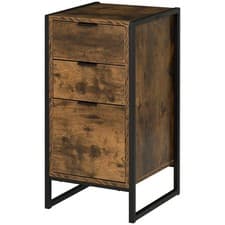 Image of HOMCOM Industrial 3-Drawer Bedroom Chest of Drawers with Metal Frame, Brown