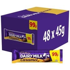 Image of Cadbury Dairy Milk Caramel Chocolate Bar 45g x 48 Full Box Bars