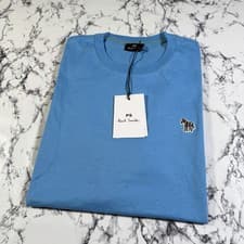 Image of PS PAUL SMITH Mens Mid Blue Classic Zebra T Shirt SIZE LARGE BNWT Authentic