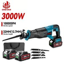Image of Reciprocating Saw Wood Metal Plastic Electric Cutting 2 Batteries Power Tool Kit