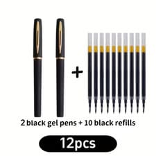 Image of 2 Black Gel Pens with 10 Refills