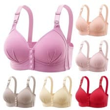 Image of Women Ladies Front Fastening Push Up Bra Non Wired Comfort Soft Cup Underwear