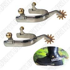 Image of 2 x Silver Horse Spurs For Men Western Cowboy Spurs For Horse Riding Accessories