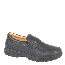 Image of Scimitar M 825 Men's Slip On Apron Saddle Trim Black Loafers