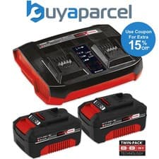 Image of Einhell 18v Power X-Change Starter Kit 2x 4.0Ah Battery + Dual Port Twin Charger
