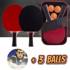 Image of Professional Table Tennis Bats 2 Player Set + 3 Ping Pong Racket Case Perfect