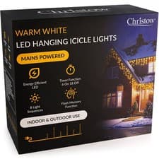 Image of Christow Christmas Icicle Lights Indoor Outdoor Flashing 240-2000 LED (7.5m-60m)