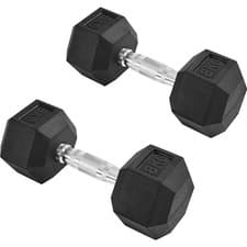 Image of Hex Dumbbells Anti-Roll Knurled Grip Rubber Encased Weight Set Home Gym Training