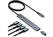 Image of USB C Hub 3.2 Gen 2, 10Gbps USB C to C Adaptor with 4 Type-C Data Ports, 2Ft Ext