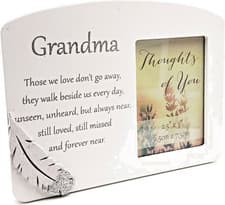 Image of GRANDMA Memorial Wooden Photo Frame Sentiment Verse 3D Feather