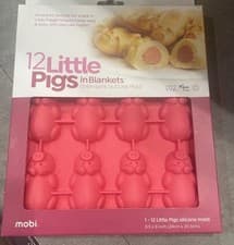 Image of Silicone Baking Mold 12 Little Pigs in a Blanket Pink Mobi NEW
