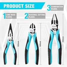 Image of 200mm Combination Plier, 160mm Diagonal Cutting Pliers,160mm Long Nose Pliers