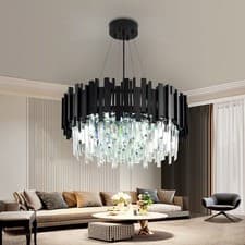 Image of Modern Chandelier Crystal Light,Crystal Pendant Light for Dining Room Black 55CM