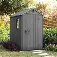 Image of Keter Darwin Double Extra Large Grey Outdoor Apex Garden Storage Shed - 6 x 4ft