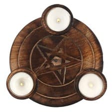 Image of PENTAGRAM TEA LIGHT CANDLE HOLDER HALLOWEEN WICCAN PAGAN IN_22628