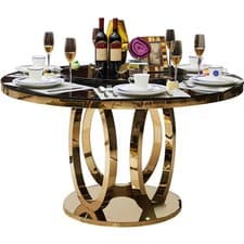 Image of High Quality Luxury Designer Dining Tables Round Table Round Marble Metal Gold New