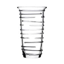 Image of Vase Crystalline Glass Flower Decorative Clear 30cm Ribbed Design Home Display