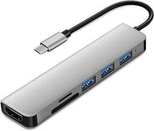 Image of 6-in-1 USB C Hub Multiport Adapter 4K HDMI 3x USB 3.0 SD TF Reader for MacBook