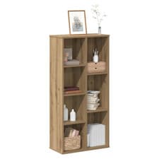 Image of Bookcase 7-Shelf Oak Engineered Wood 50x25x105cm Modern Slimline Storage Unit UK