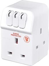 Image of Masterplug MSWG3 Three Socket Surge Protected Adaptor with Individual... Fasts