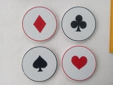 Image of ACES Playing Card Suits Ceramic Cocktail Beverage Drink Coasters 4 Cork Backed