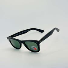 Image of Ray Ban Sunglasses RB2140 Wayfarer Black Frame Green polarized Lenses