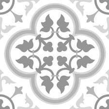Image of Floorpops Remy Mosaic Self Adhesive Vinyl Floor Tiles Modern Grey White Kitchen