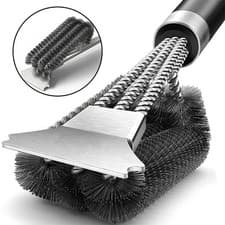 Image of Heavy Duty BBQ Cleaning Brush Grill Cleaner Barbecue Wire Head Steel Handle Tool