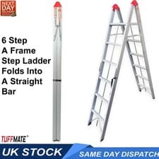 Image of Folding Step Ladder 2M 6 Treads Folds Out In Under 3 Seconds Aluminium TUFFMATE
