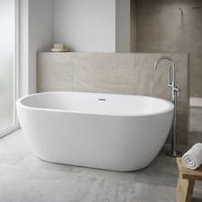 Image of Freestanding Bath Double Ended 1500mm Oval Bath Tub White Acrylic Modern