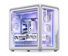 Image of Jonsbo X400 silver-white ATX computer case supporting back-plug